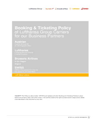 Booking & Ticketing Policy of Lufthansa Group Carriers for our .